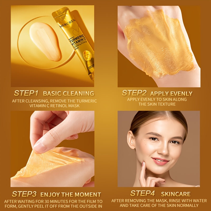 Travel-Friendly Face Mask with Turmeric Vitamin C Retinol Collagen for Deep Cleansing Moisturizing and Firming Skin