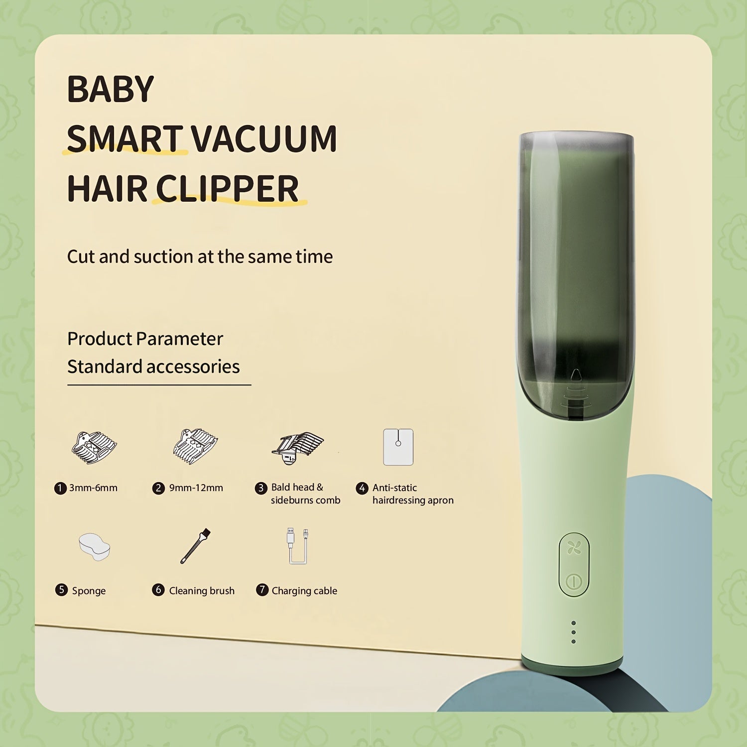 Kids Hair Clipper Set for Toddlers and Children Wireless Rechargeable Quiet Trimmer with Guide Combs