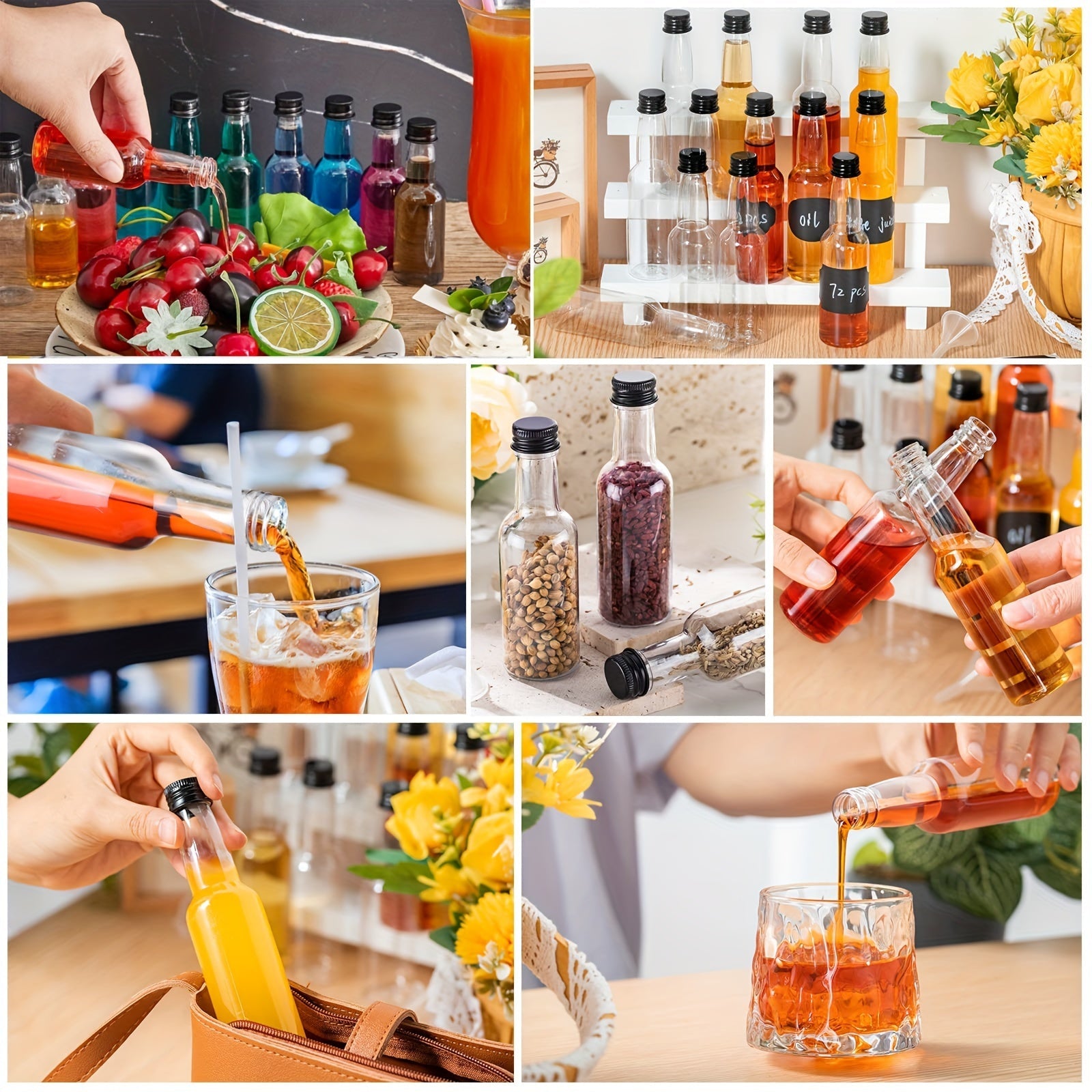 60 ta Mini Plastik Spirtli Ichimliklar Shishasi - 25ml/50ml Bo'sh Shishalar, Qopqoq bilan, Spirtli Ichimliklar, Sous, Partiya Sovg'alari uchun Suv O'tkazmaydigan. Oziq-ovqat bilan Aloqada Bo'lish uchun Oziq-ovqat Sifatida.