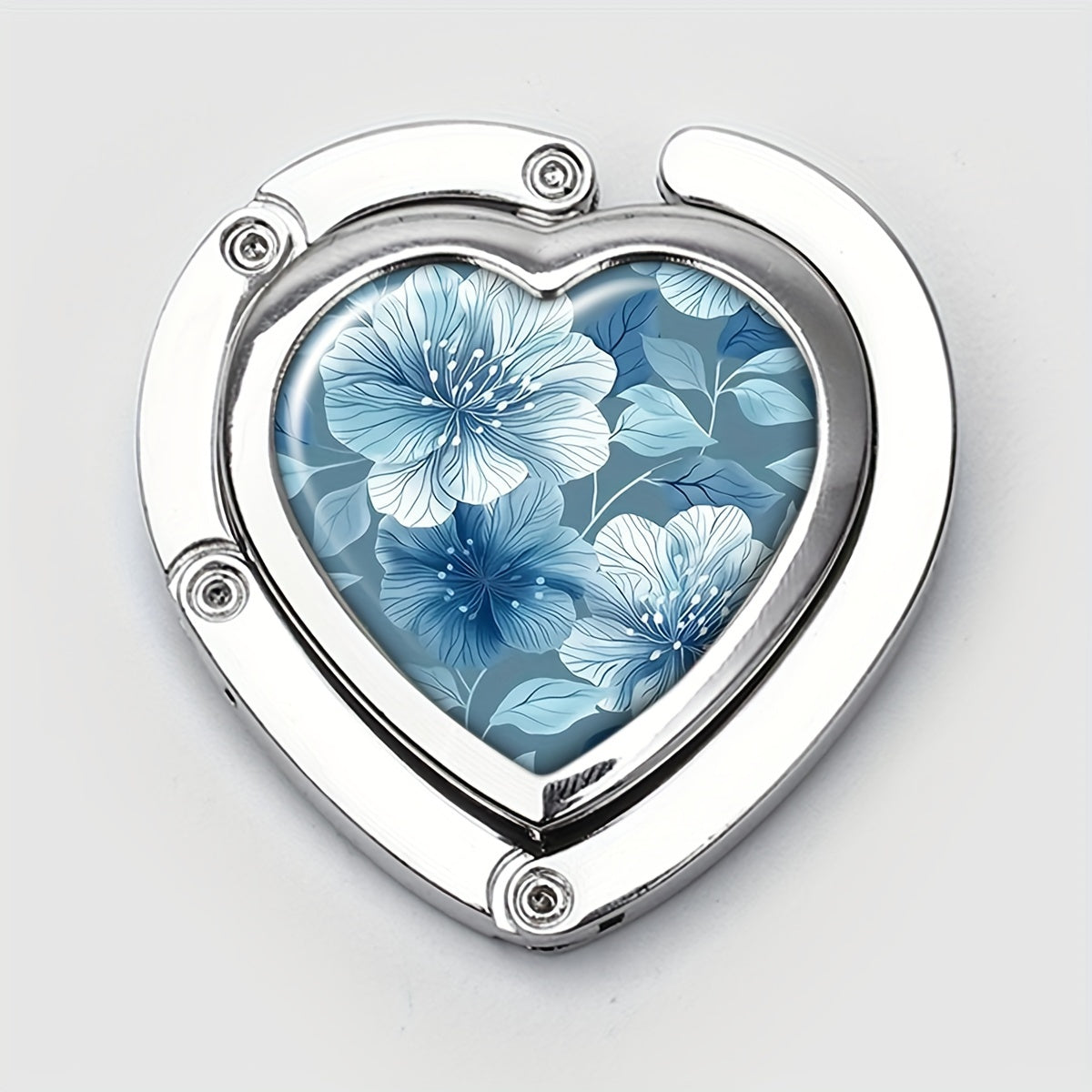 Percha para bolso de aleación de zinc con forma de corazón estilo bohemio, plegable, para mesa, gancho para bolso