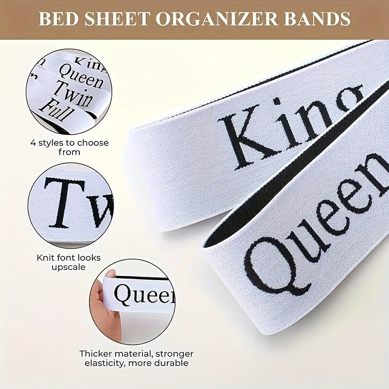 Set of 2 Polyester Bed Sheet Organizer Straps with Elastic Bands for King Queen Full Twin