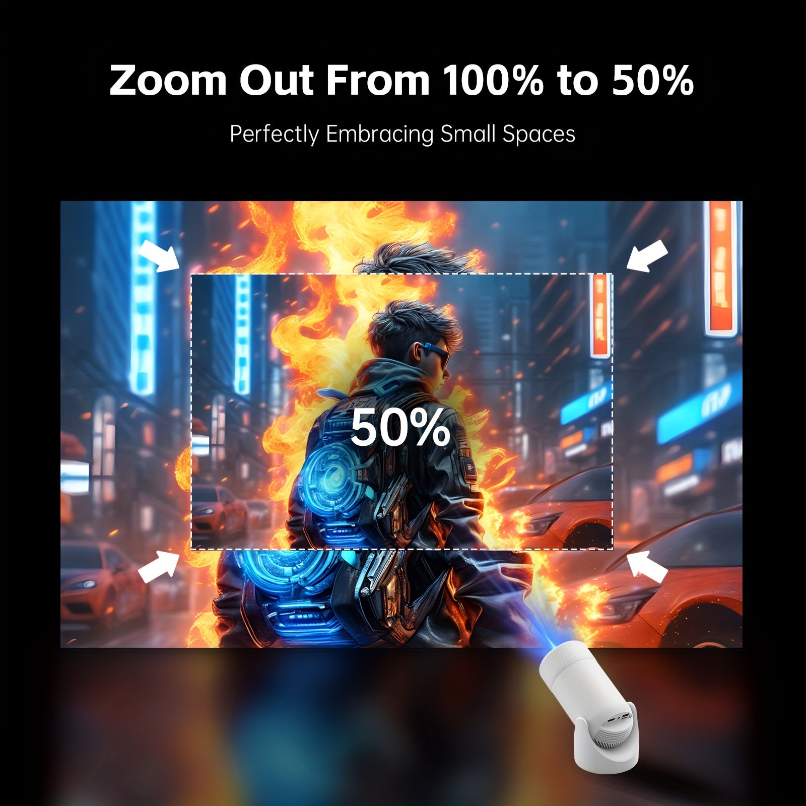 Portativ 4K 1080P Mini Projektor WiFi6 Avtomatik To'g'rilash uchun Ochiq havoda foydalanish