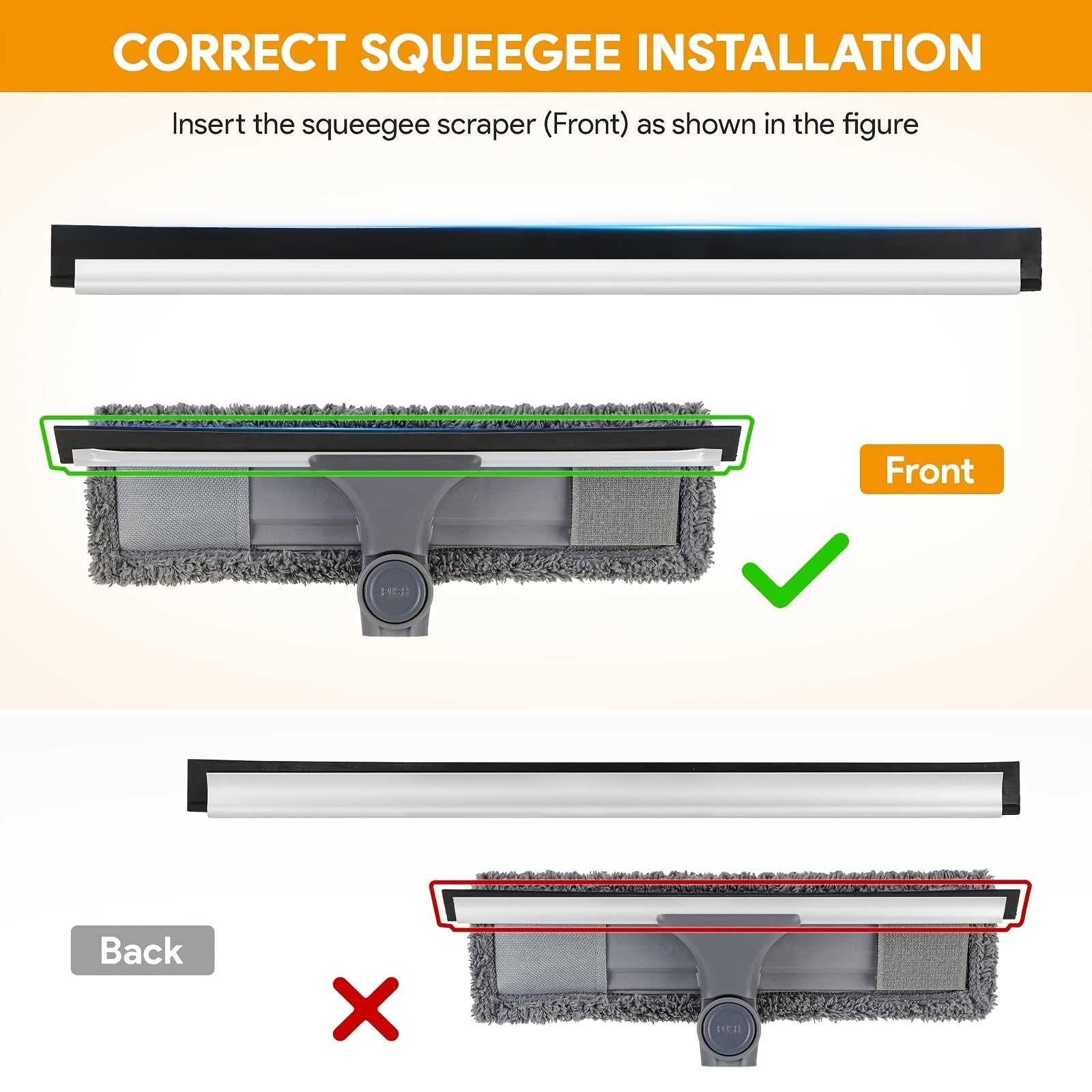 Набор для мытья окон с удлинительной штангой, оснащенный гибкой головкой, скребком и мойкой, идеально подходит для высоких окон как внутри, так и снаружи. Отлично подходит для спален, гостиных, ванных комнат и других задач по очистке стекол.