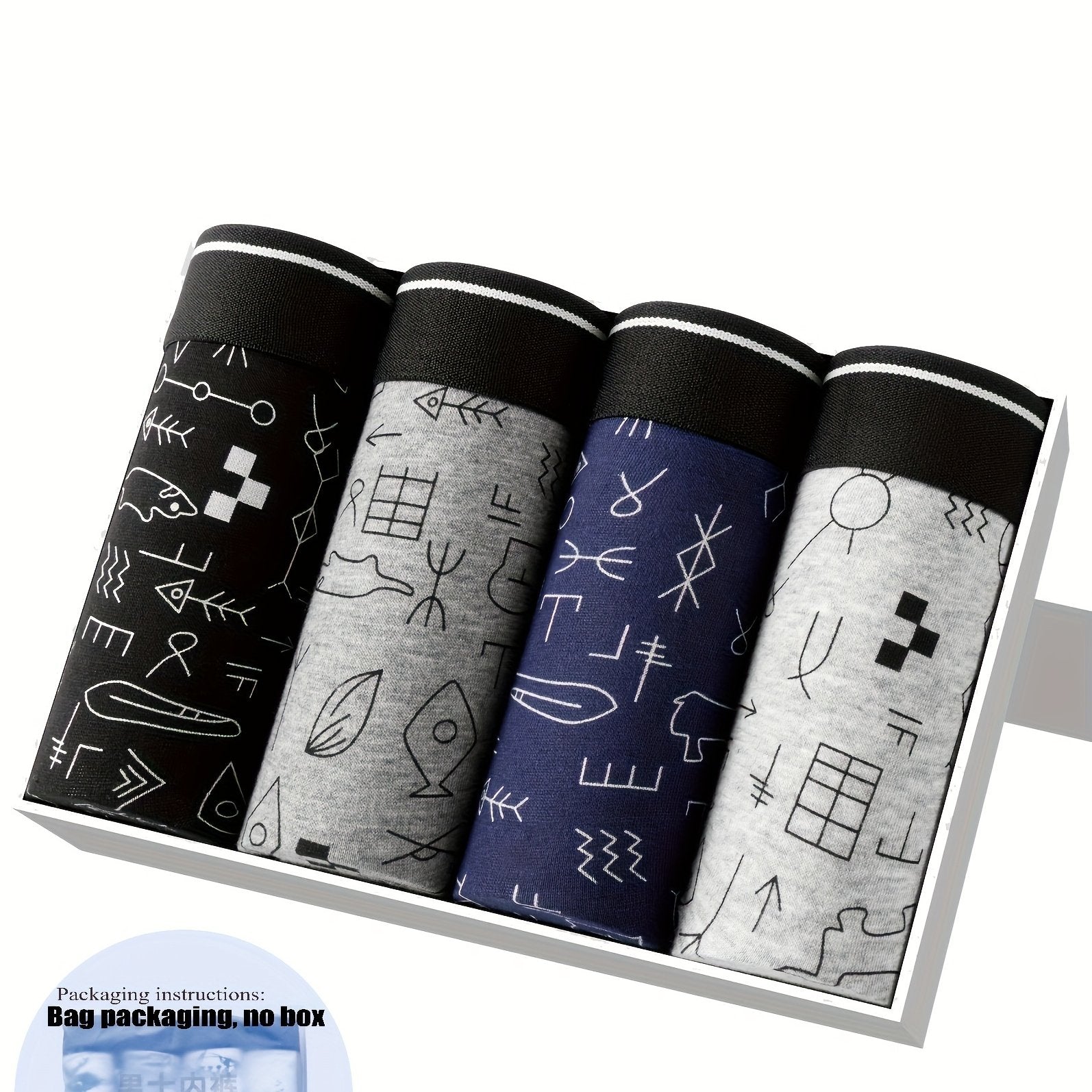 Men's Cotton Boxer Briefs 4 Pack Breathable Multi-Color Comfortable Underwear