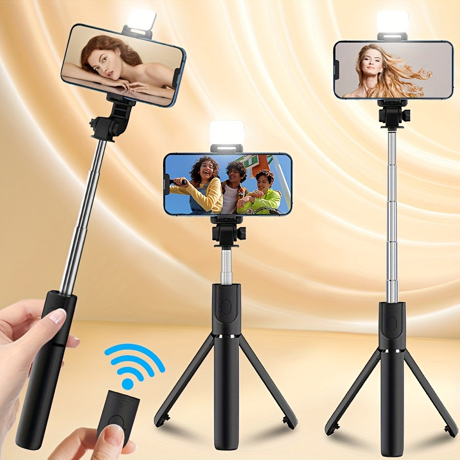 Wireless Selfie Stick Tripod with Fill Light Anti-Shake 360° Phone Holder