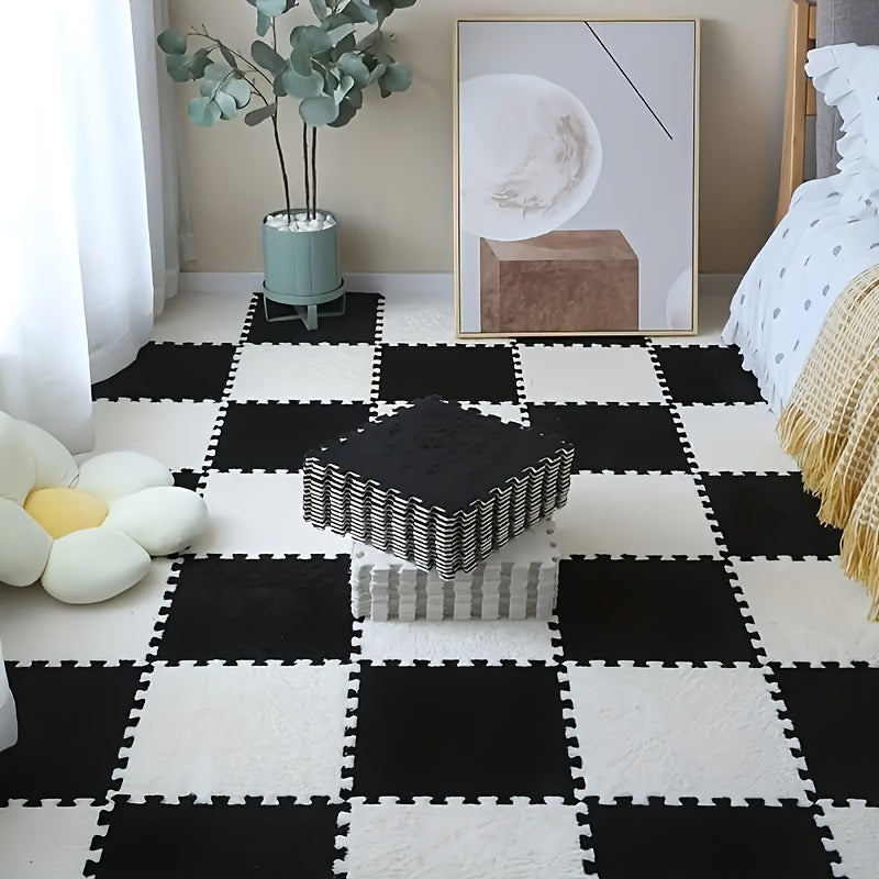 Interlocking Carpet Tiles for Nursery and Living Rooms 100% Polyester Soft Foam Pad