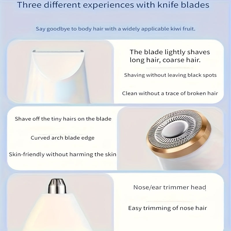 Women’s 3-in-1 Electric Hair Removal Set with USB Rechargeable Facial, Nose, Underarm and Leg Trimmers