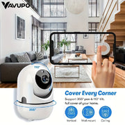 HD WiFi камера безопасности с автоматическим отслеживанием, ночным видением, обнаружением движения, двусторонним звуком, питание от USB