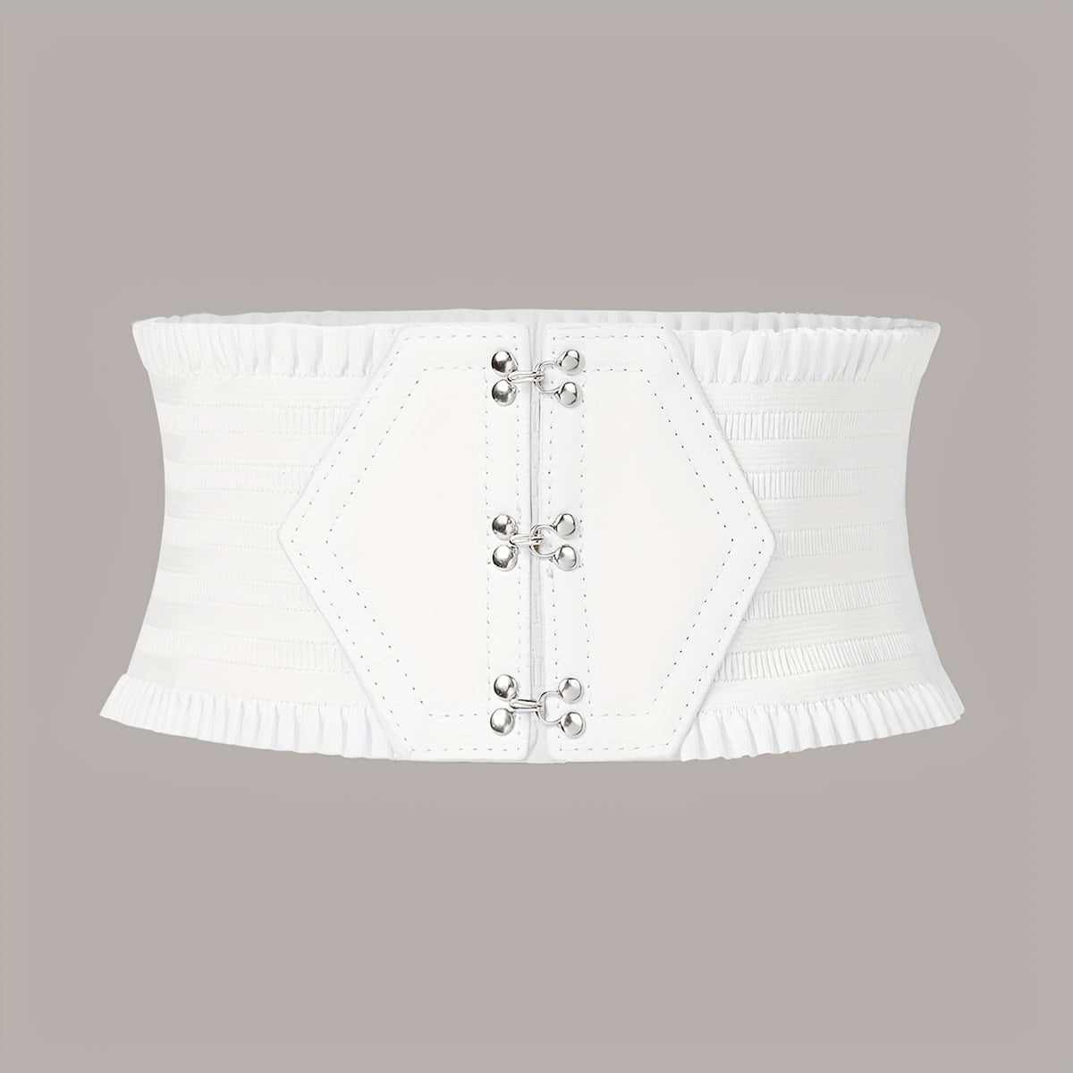 Women's Elastic Waistband Dress Girdle with Candy-Colored Ruffles and Wide Belt