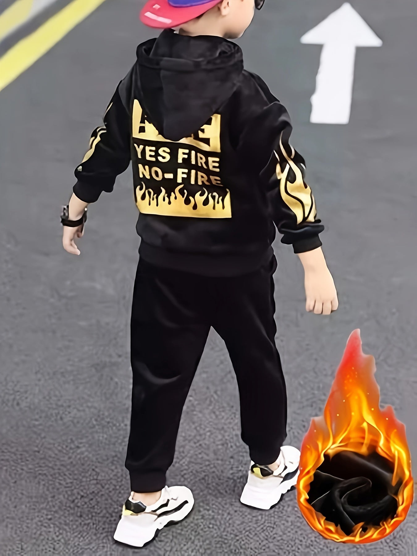 Yigitlar uchun Fleece Hoodie va Shimlar to'plami, kuz-qish bolalar uchun kundalik kiyimlar, o'rta katta