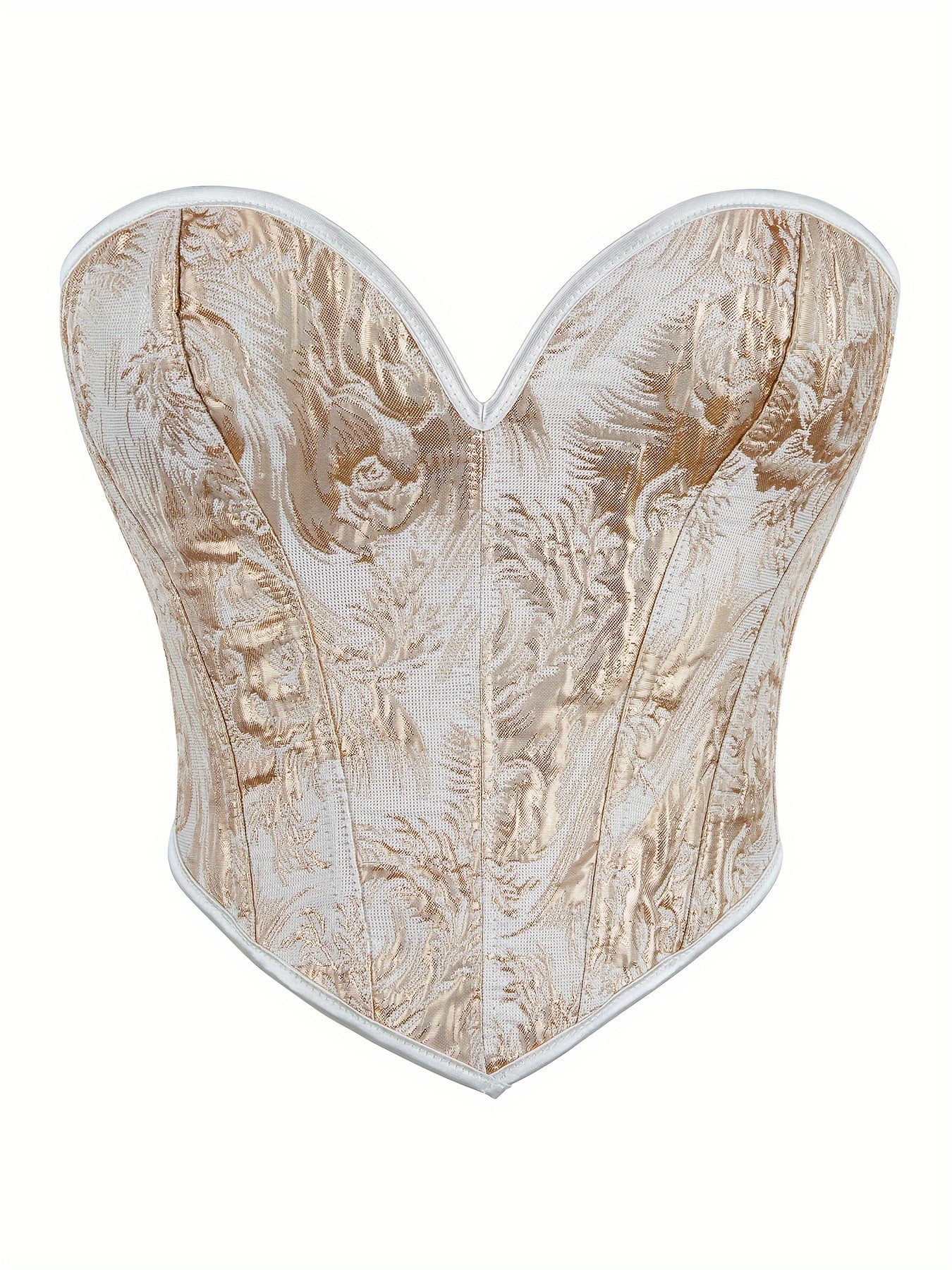 Women's Floral Print Strapless Corset Bustier Tummy Control Shapewear