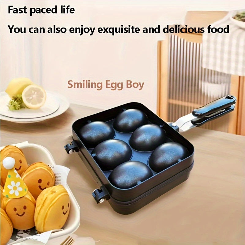 Double-sided egg waffle maker non-stick surface for home outdoor cooking