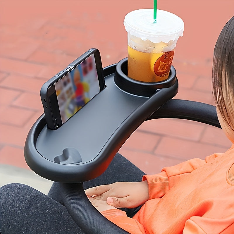 Multifunctional Stroller Tray with Cup Holder Phone Snack Non-Slip Clip