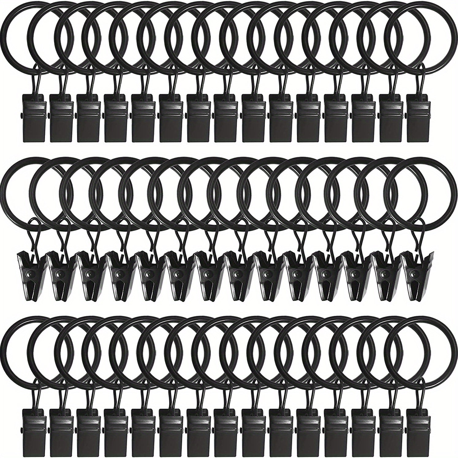 44 Gold Curtain Rings Clips Set for 5/8 Inch Rods with Hooks and Rings