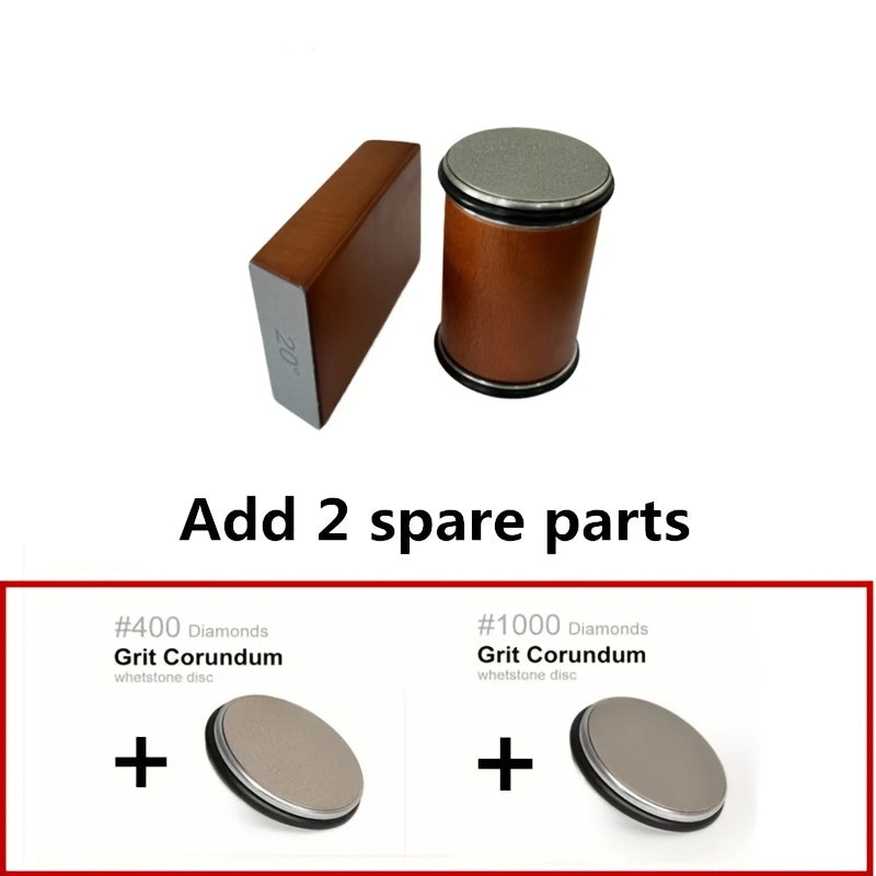 Manual Knife Sharpening Set with Walnut Wood and Diamond Coating, Adjustable Angles