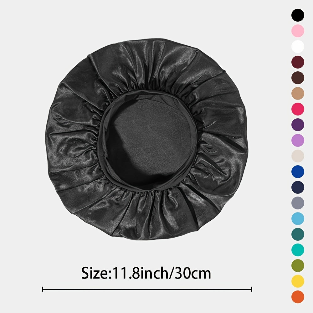 Women's Satin Sleeping Cap with Wide Elastic Band for Curly Hair