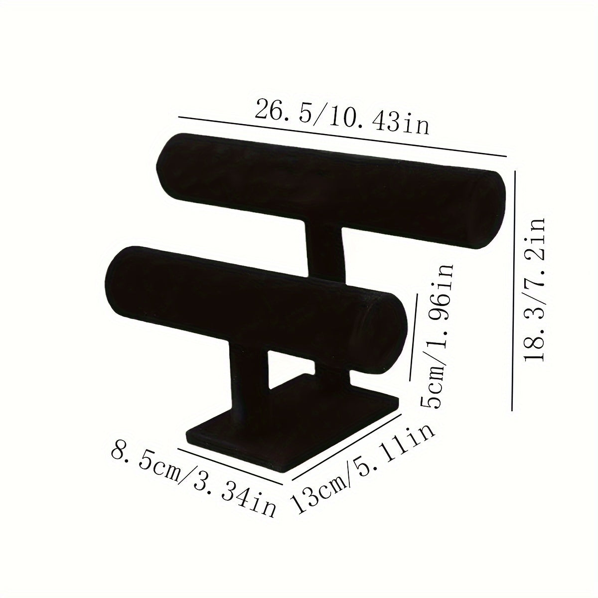 Large Capacity Jewelry Organizer with Scratch-Resistant Black Double Layer Display Stand