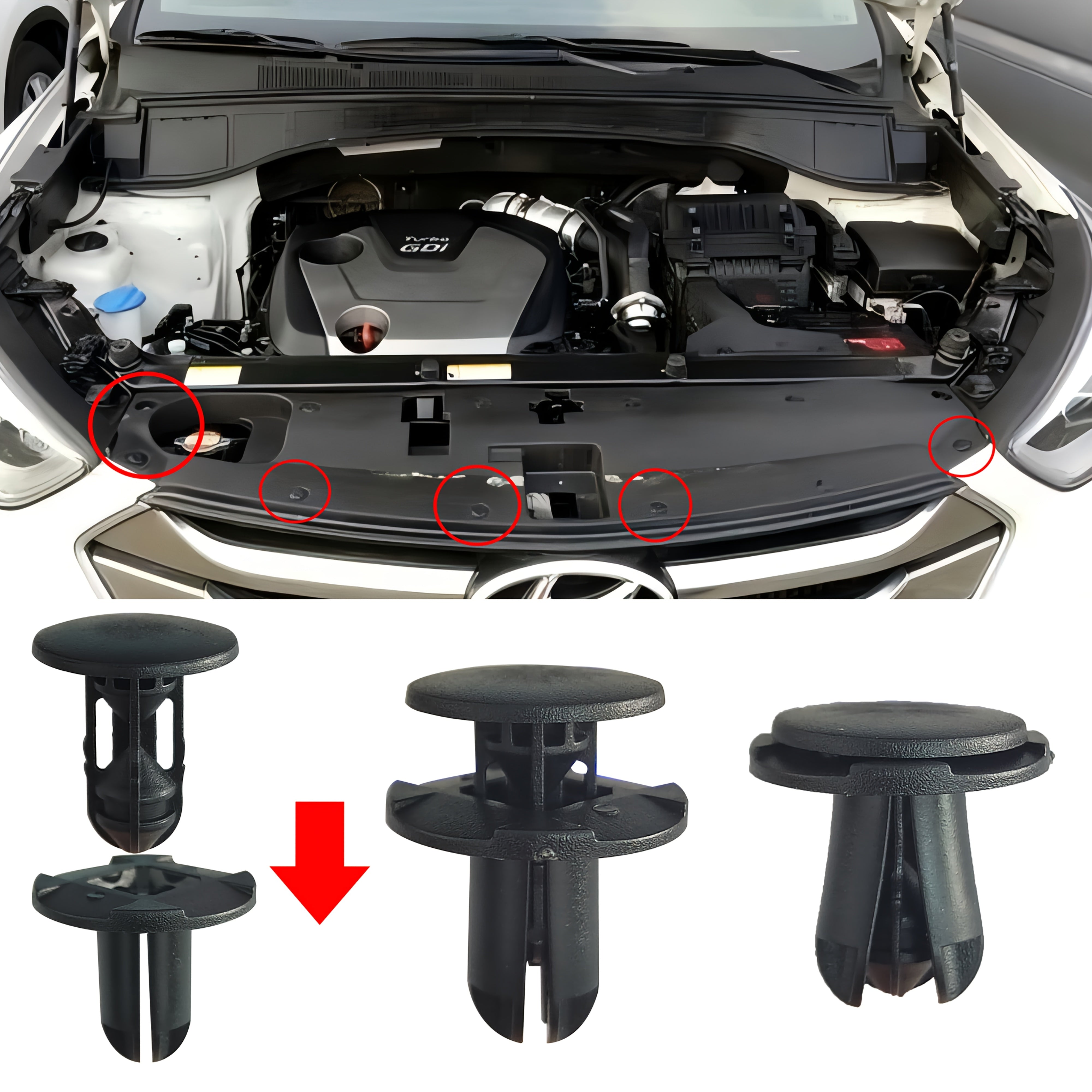 Pack de 10/30/50 Clips de retención de panel de revestimiento de carrocería de plástico de tipo empuje