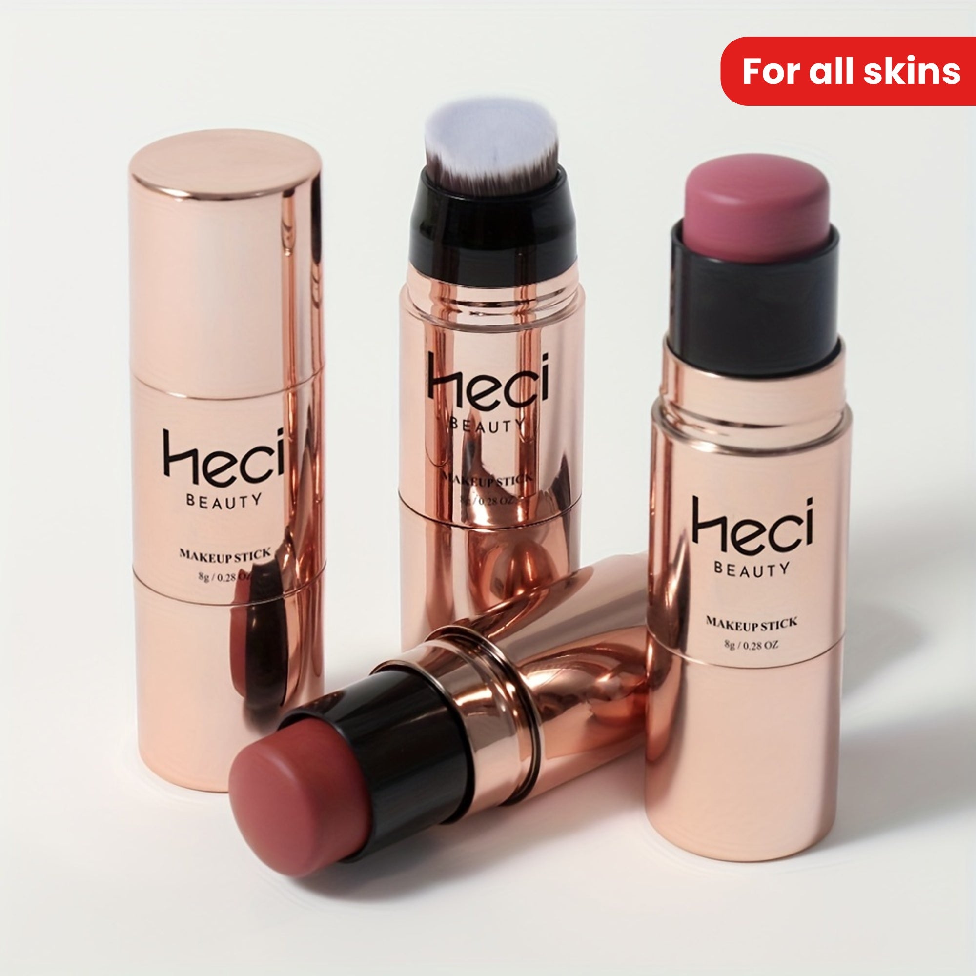 Women Waterproof Double-Ended Blush Stick with Lip Gloss Eyeshadow