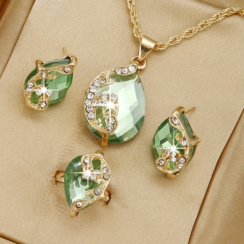 Ladies Alloy Bracelet Watch with 3D Flower Oval Design and Peacock Jewelry Set