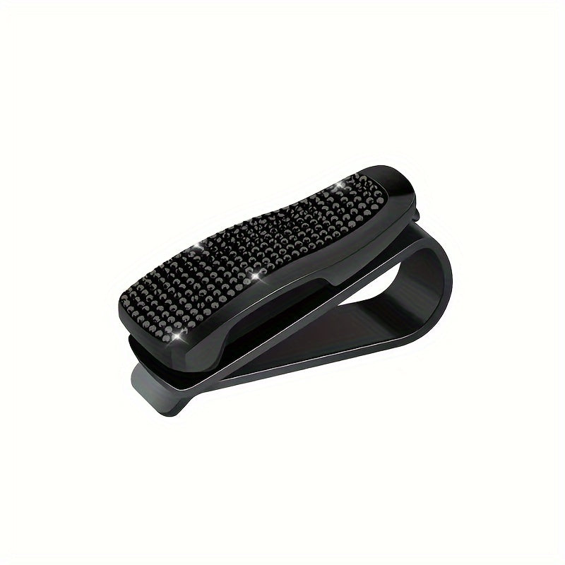 Car Sun Visor Glasses Holder Rhinestone Embellished Plastic Eyeglasses Clip