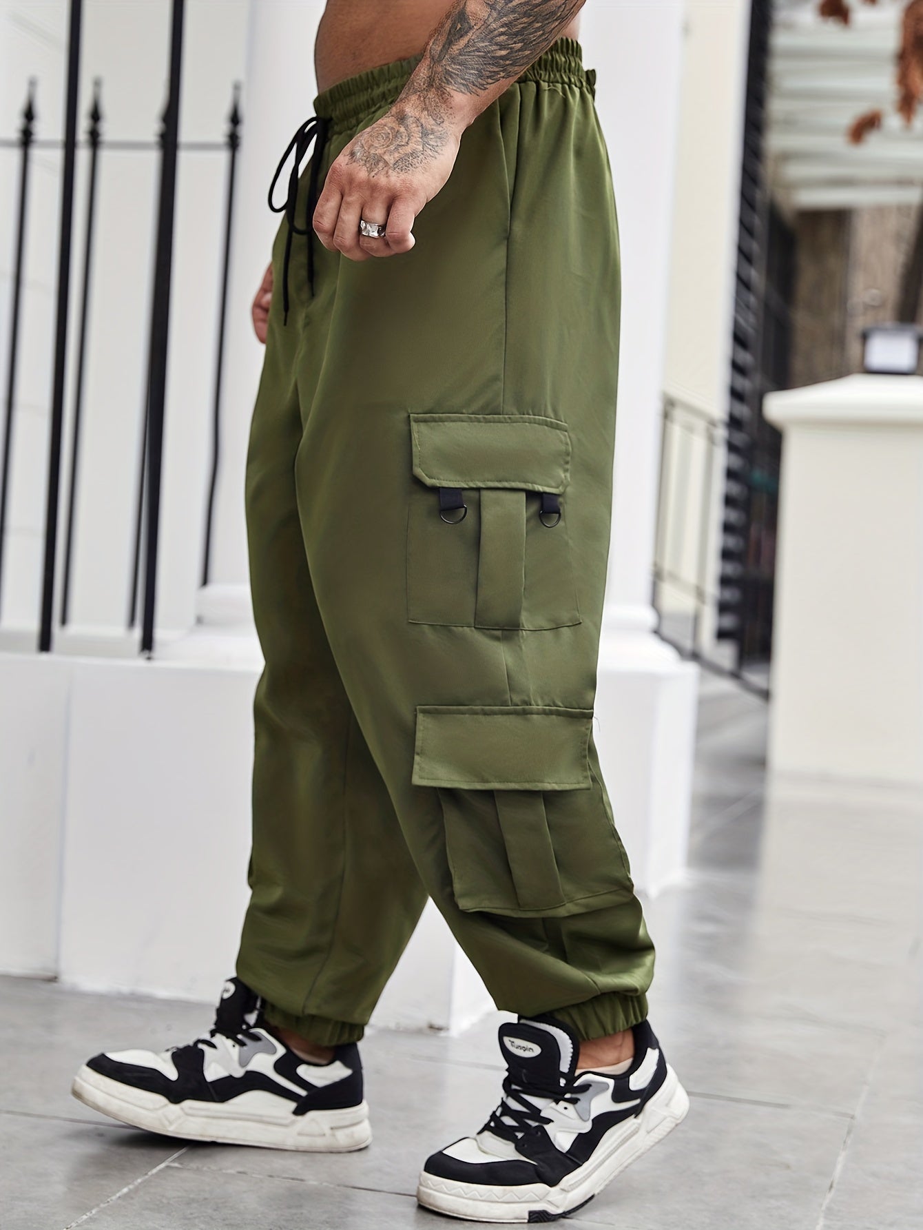 Men's Plus Size Cargo Pants with Pockets for Spring and Fall Fashion