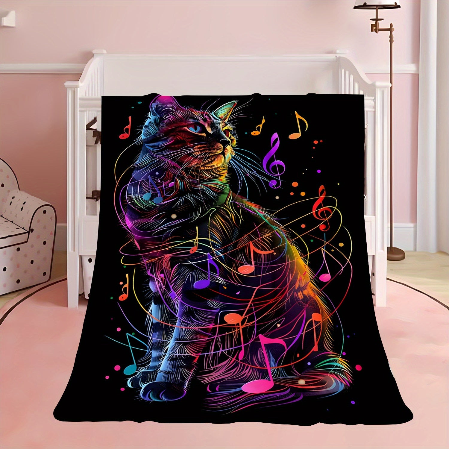 Rang-barang musiqa mushuk bosma flanel yostiq uchun yostiq, sayohat, sayohat uchun yengil 200-250gsm