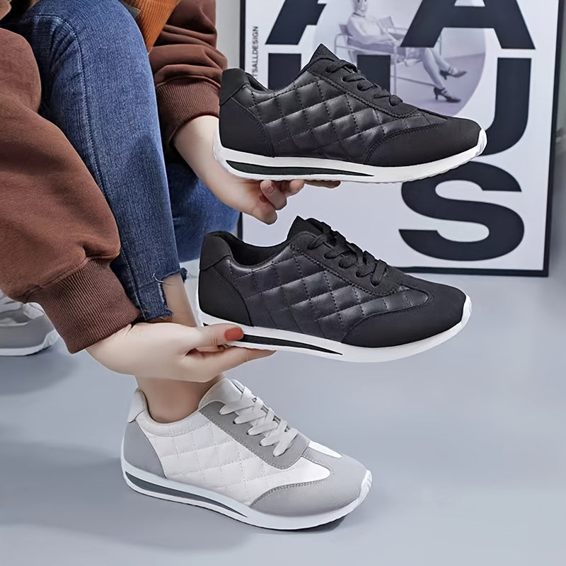 Women's Casual Low Top Shoes with Lace-Up Closure and Rubber Sole