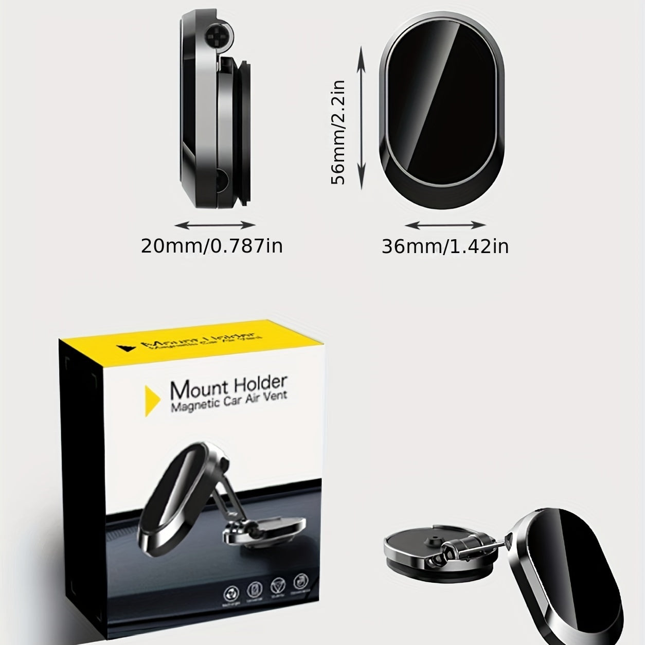 Universal Magnetic Car Phone Holder Alloy Folding 360° Adjustable Dashboard Mount