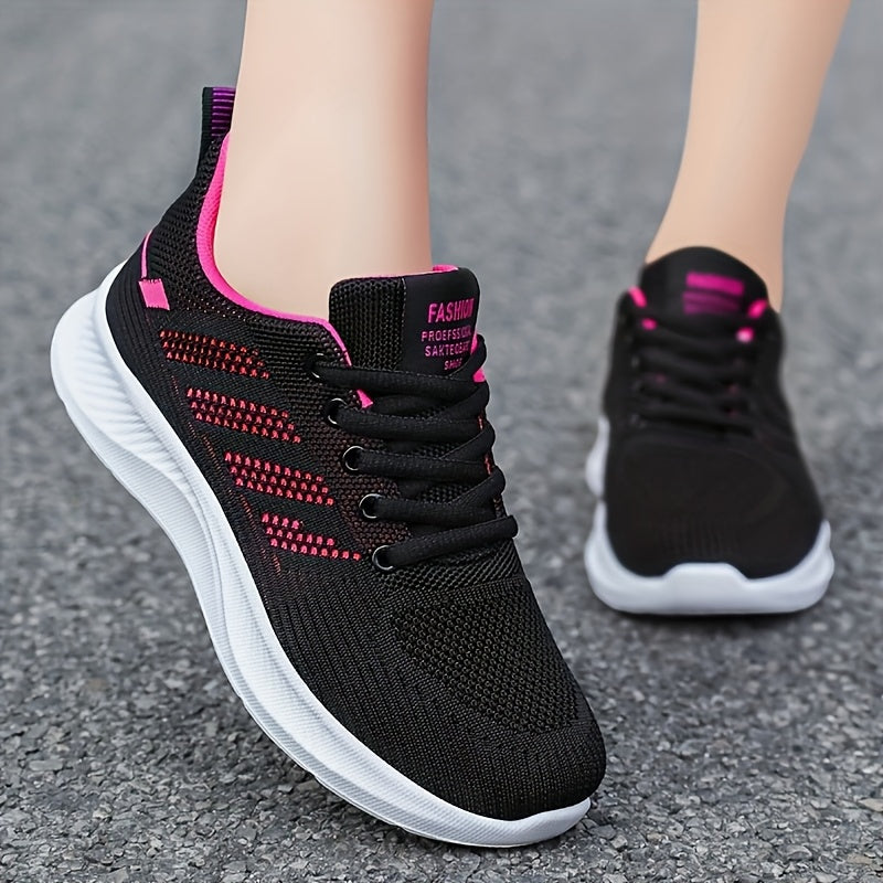 Ayollar uchun nafas oladigan tarmoq yugurish poyabzali yengil sport shosse qora pushti