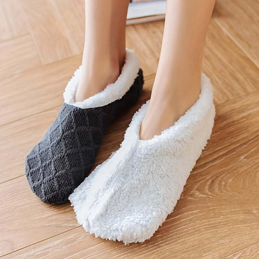 Women's Non-Slip Coral Fleece Floor Socks Plush Knitted Warm Fuzzy Socks for Women