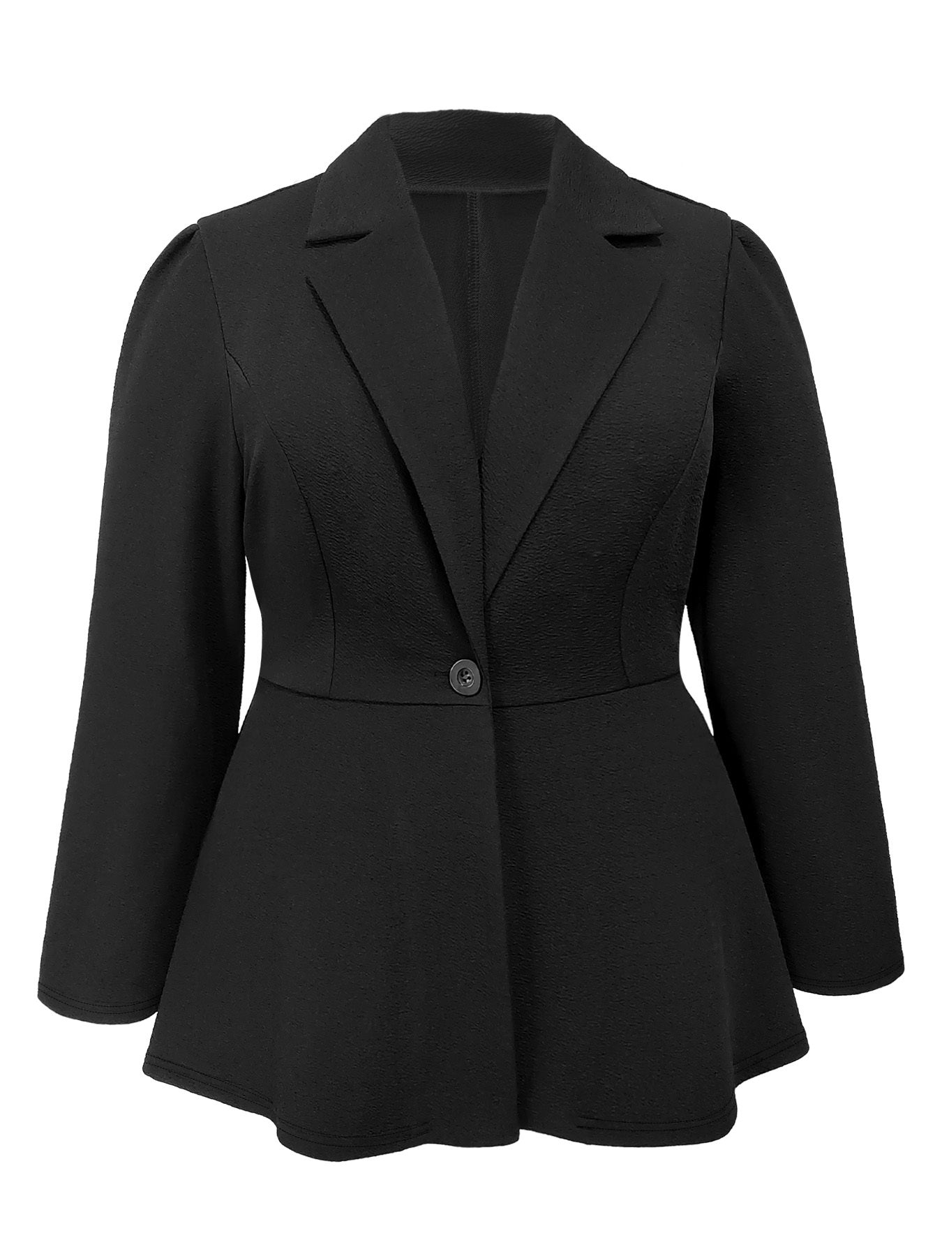 Plus Size Women's Blazer Soft Solid Color Single Button Stylish