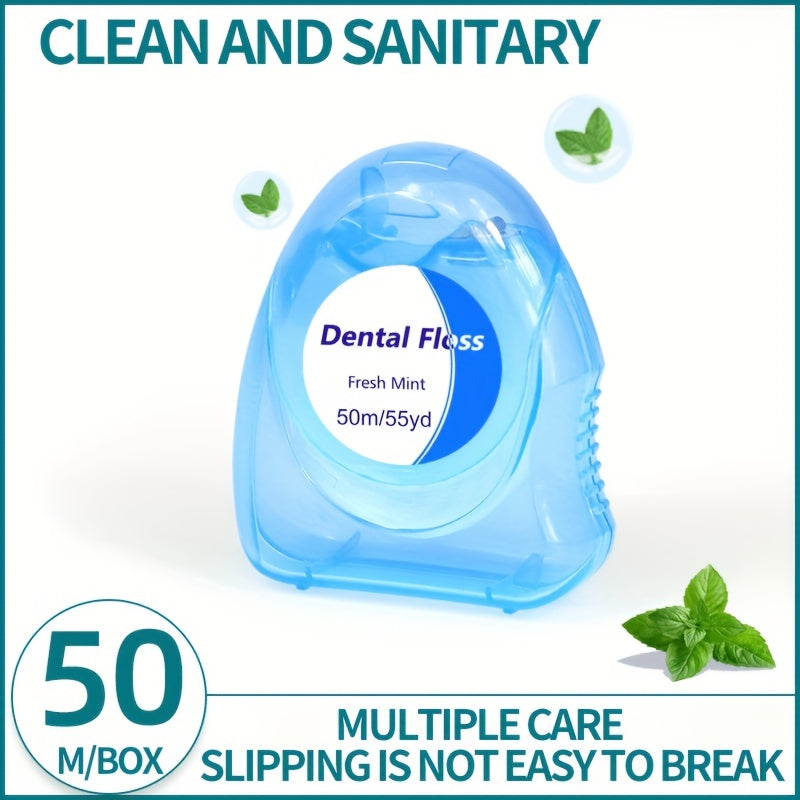 50 Count Fresh Mint Dental Floss Tape Polyethylene Fine Line Cavity Cleaning