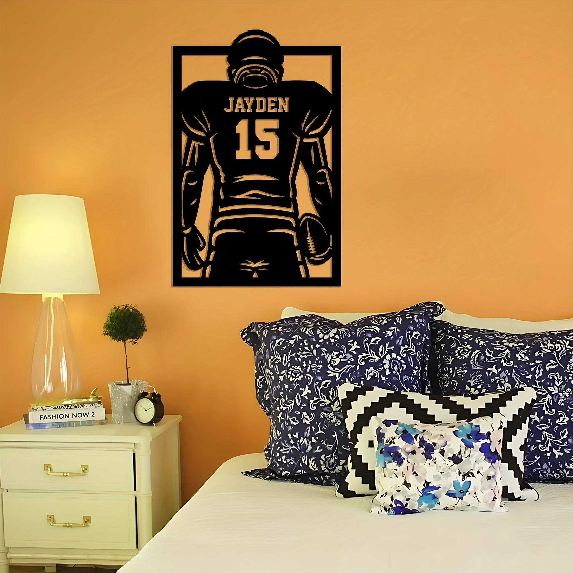 Personalized Football Metal Wall Art Durable Indoor Outdoor Decor Gift for Football Fans