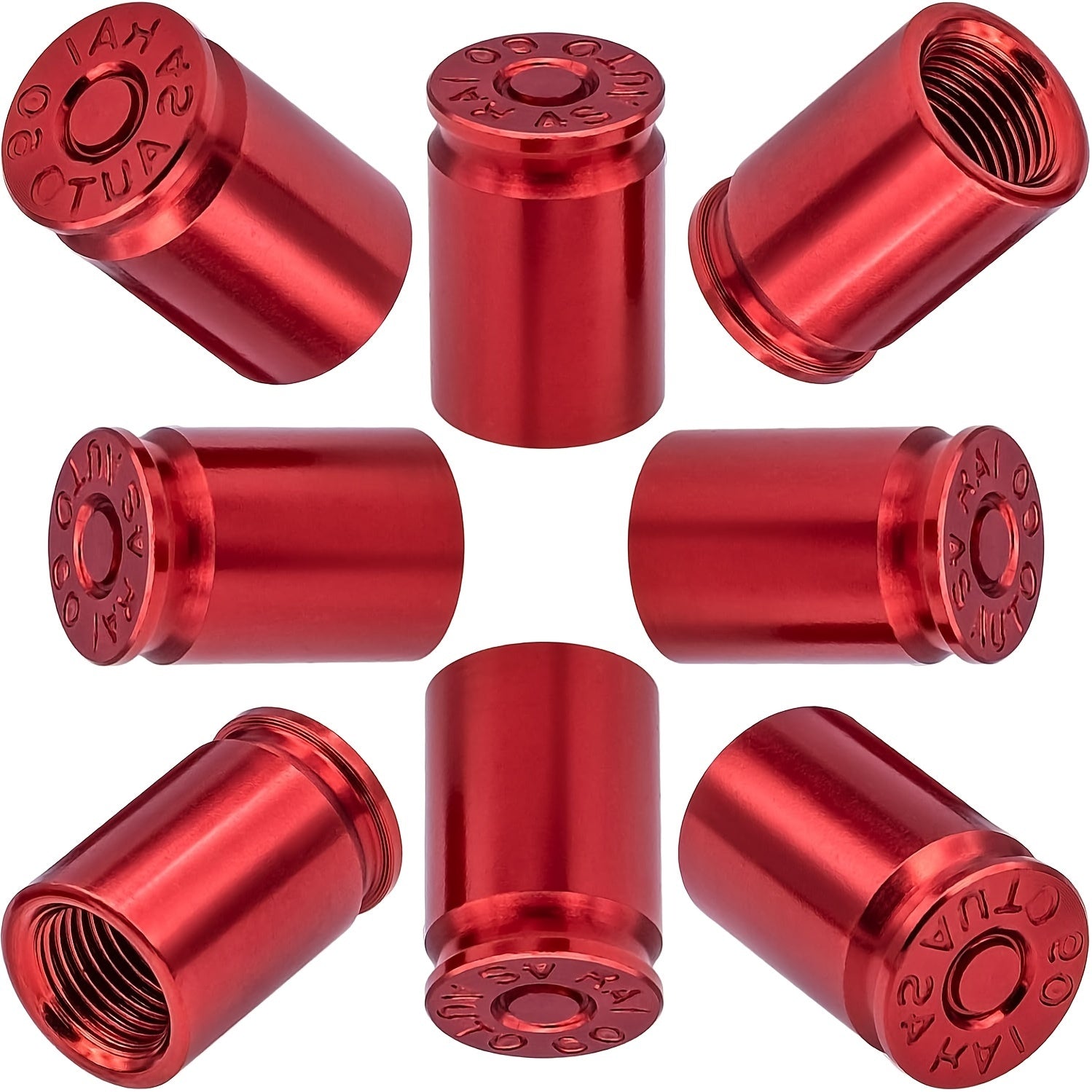 Set of 8 Brass Tire Valve Stem Caps for Cars Bikes Trucks and SUVs