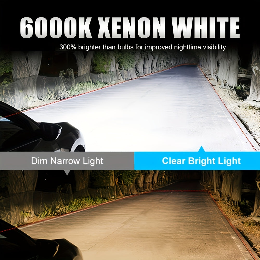 2PCS LED Headlights for Cars and Motorcycles, 18000LM, 6500K White, Mini Size