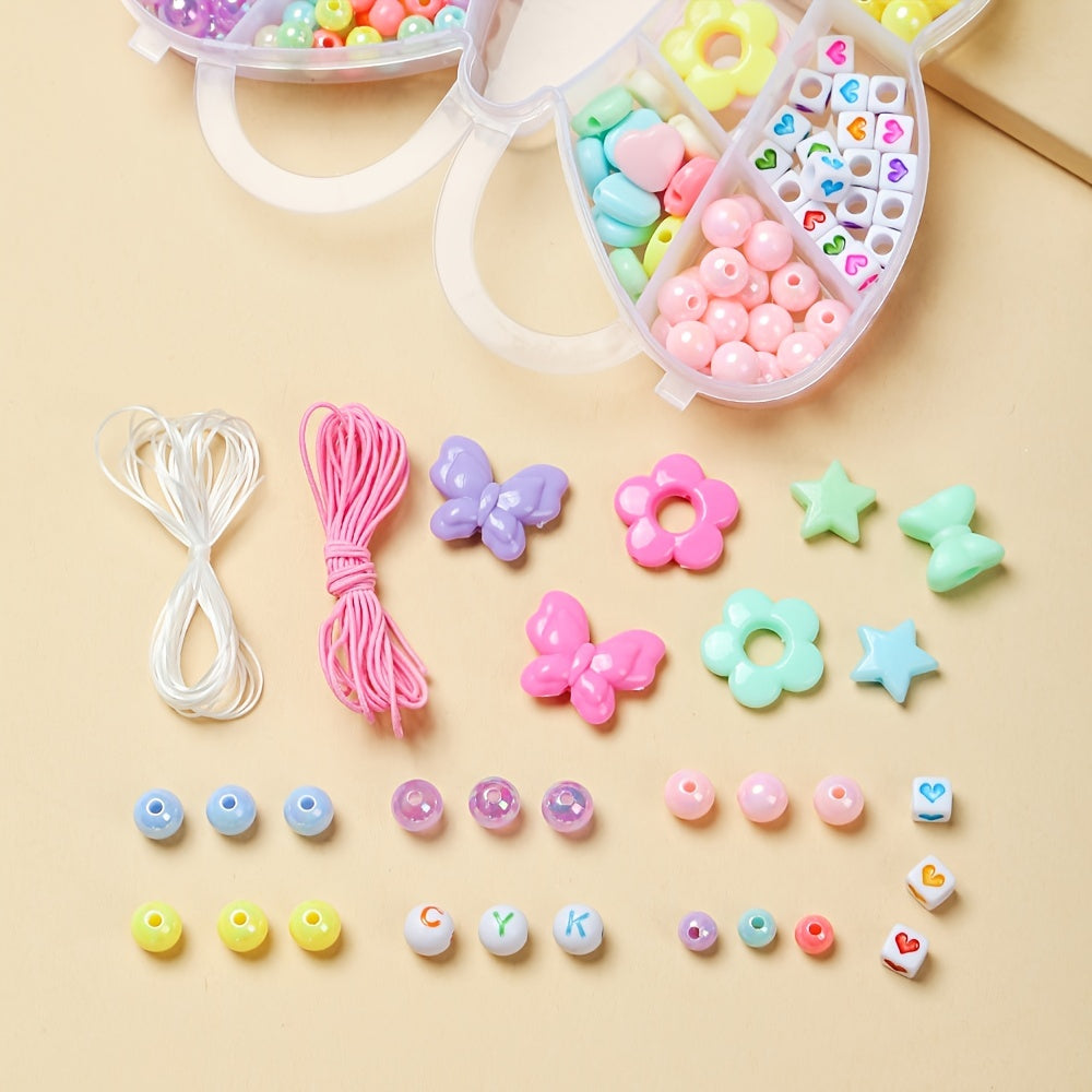Jewelry Making Kit with Acrylic Heart Star and Flower Beads for Bracelets and Necklaces