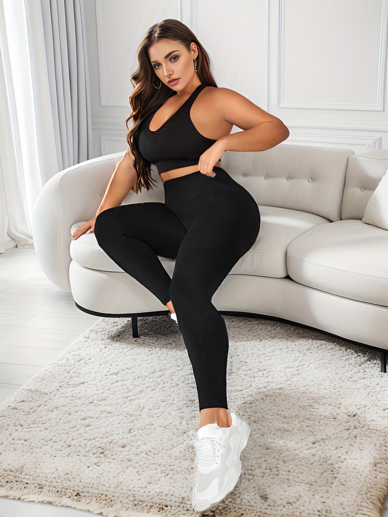 Plus Size High-Waist Peach Lift Yoga Leggings Seamless Quick-Dry Stretchy