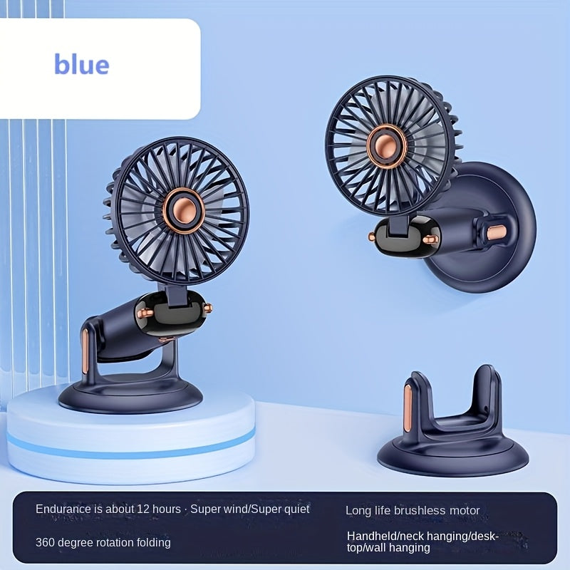 Portable Fan with LED Display 5 Speeds Foldable Dual USB Rechargeable Lithium Battery for Desk Office Bedroom Outdoor Travel Camping