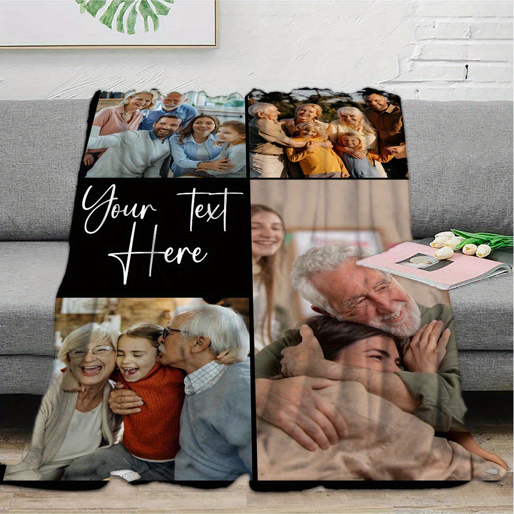 Personalized Flannel Throw Blanket with Photo and Message for Family and Gifts