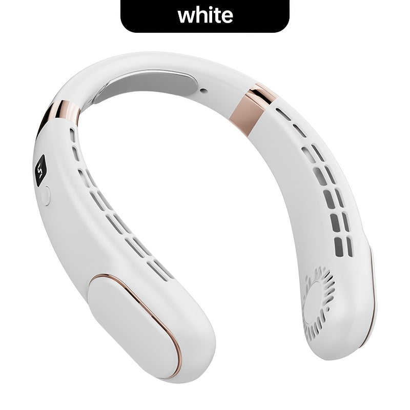 Portable USB Neck Fan with Adjustable Speed Digital Display for Outdoor Use