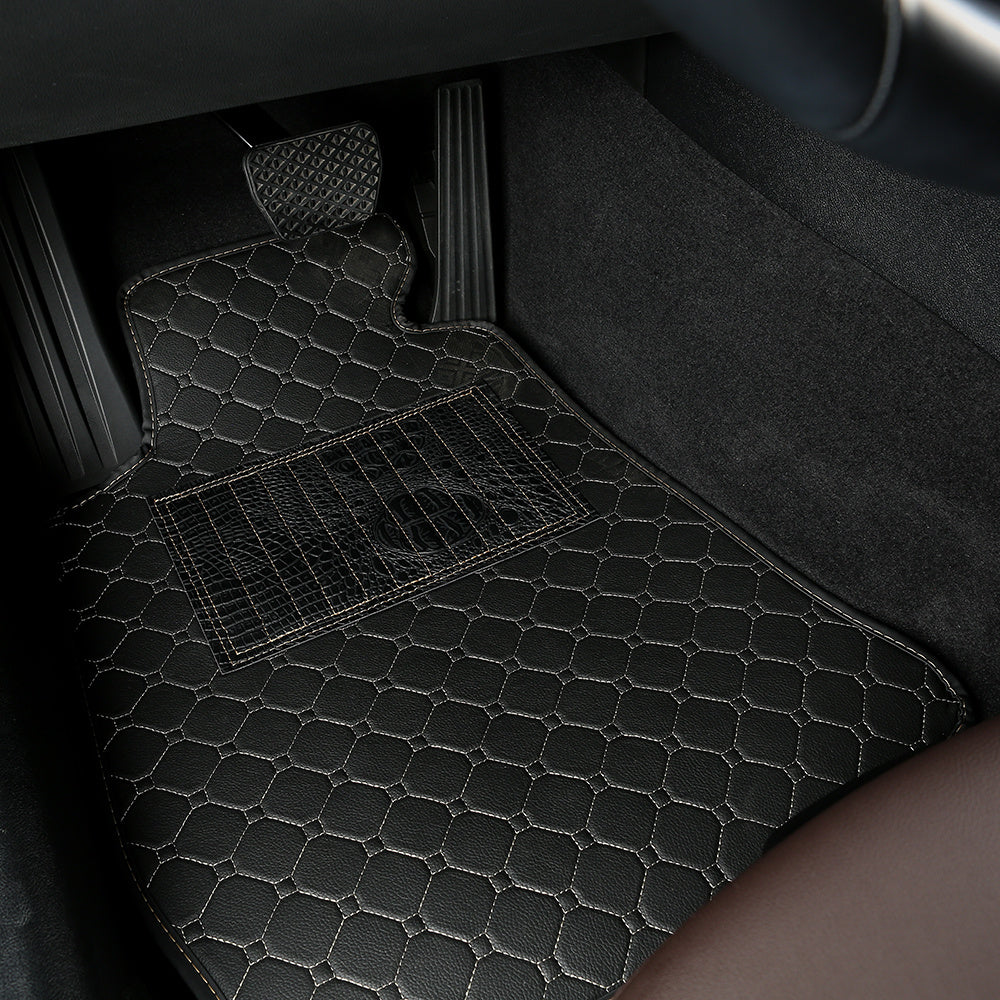 Car Floor Mats PU Leather for Sedan Left-Hand Drive 4 Colors Easy Clean