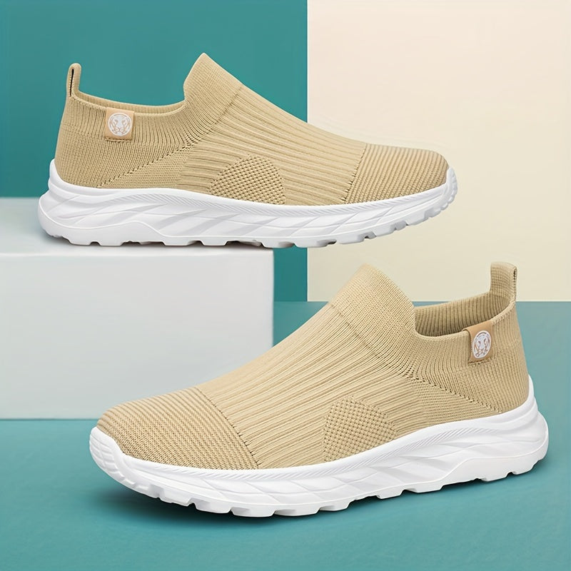 Zapatillas slip-on de punto transpirable para hombre, negras, para correr, senderismo y uso casual