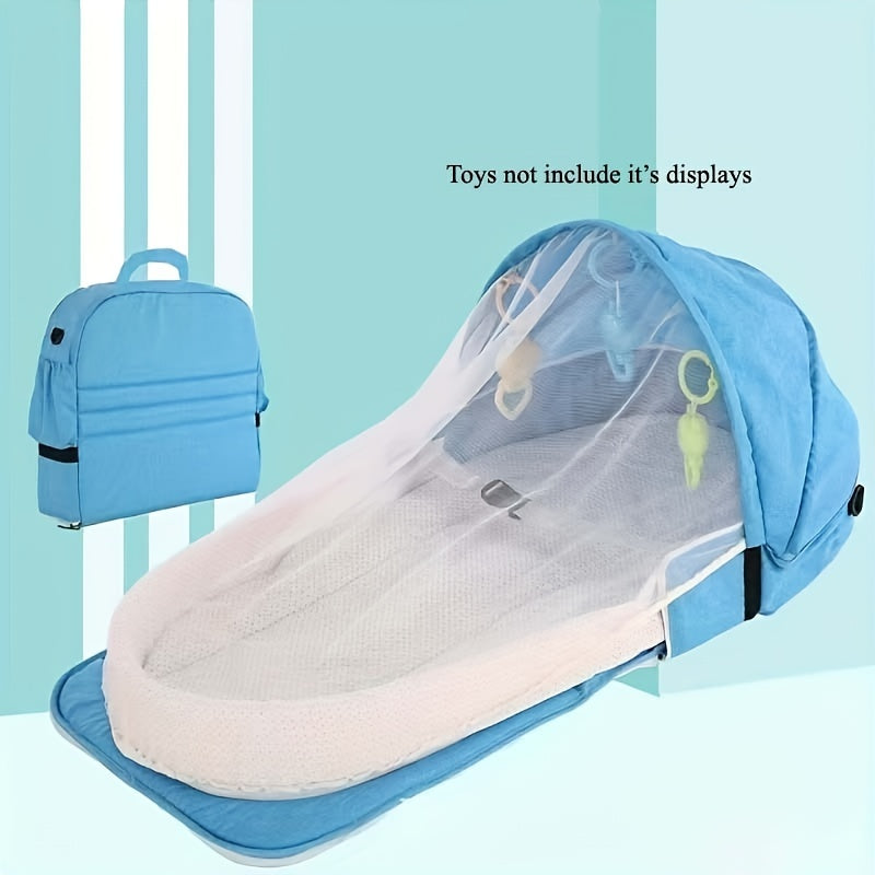 Portable Baby Bassinet with Foldable Design Mosquito Net and Toys for Travel