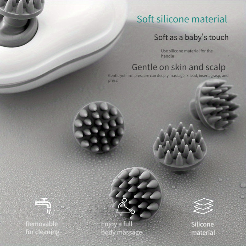 Electric Scalp Massager Rechargeable Lithium Battery Multiple Vibration Modes Waterproof Head Scraper