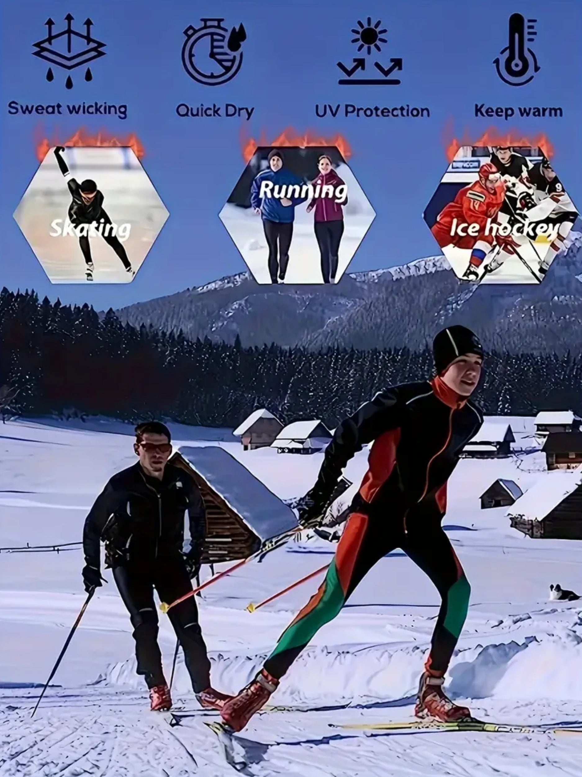 Plus Size Men's Thermal Underwear Set Fleece Compression Shirt Breathable Leggings Fall Winter