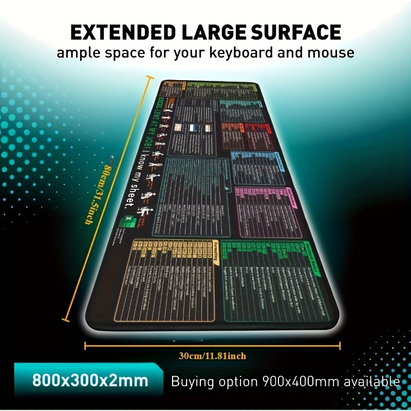 XXL Excel Qisqa Tugmalar Kalitlari Sichqoncha Pardasi O'yin va Ofis Uchun, Sirpanmaydigan Qirralar Bilan