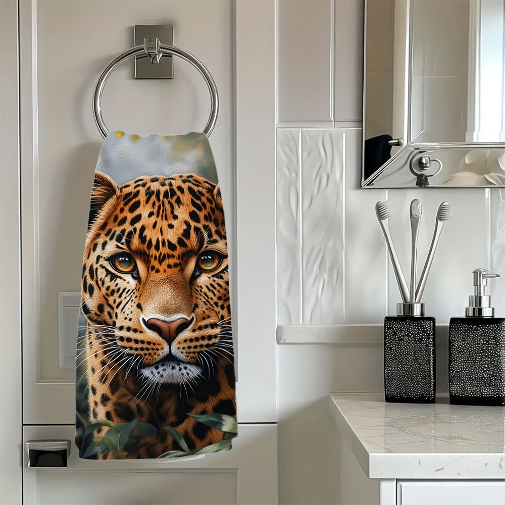 Set Of 2 Leopard Print Kitchen Towels, Ultra-Soft, Absorbent, 16x24 Inches