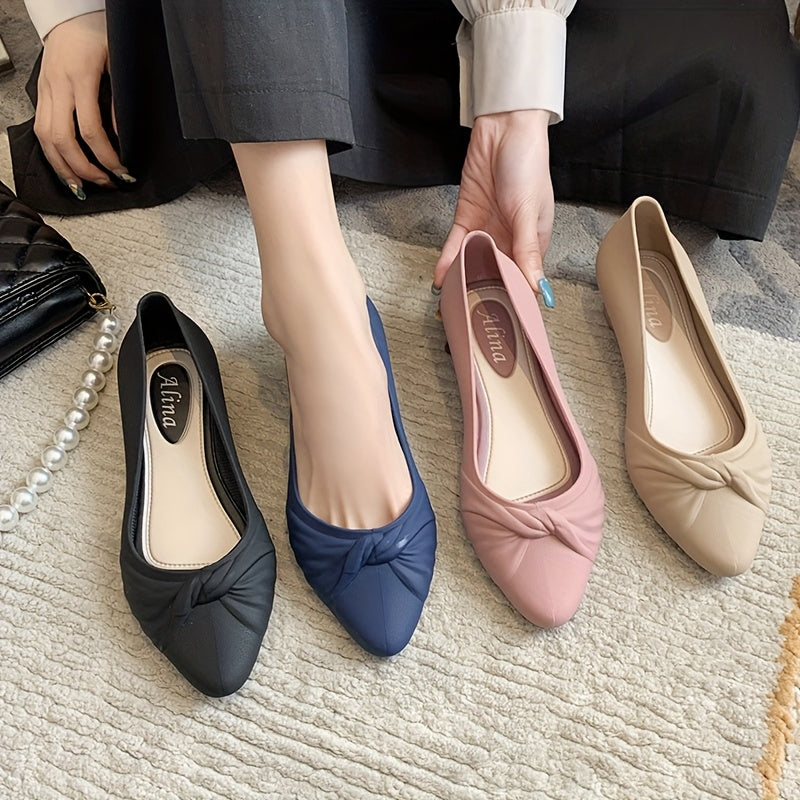 Women's Pointed Toe Flats Black Slip-On Casual Work Shoes