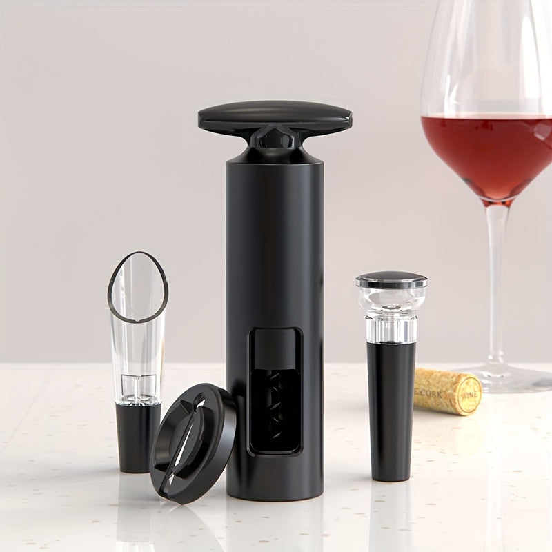 4-Piece Wine Accessories Set with Corkscrew Foil Cutter Pourer and Vacuum Stopper